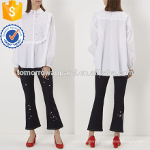 Chemise de bavoir brodé à col blanc Fabrication de vêtements en gros de mode femmes (TA4011B)